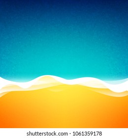Top View of the Coast, Ocean with Waves and Sand, Summer Background, Sea Holiday, Vector Illustration