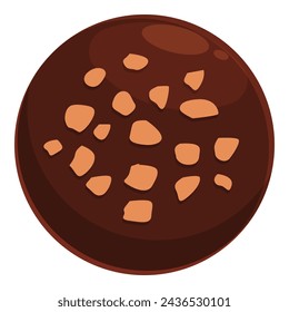 Top view cocoa ball icon cartoon vector. Sweet chocolate. Comic party food