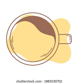 top view coffee cup beverage icon line and fill vector illustration