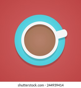 top view of the coffee cup. concept of cheerfulness, traditional breakfast, recharge your batteries and beginning of the day. flat style trendy modern logo design vector illustration