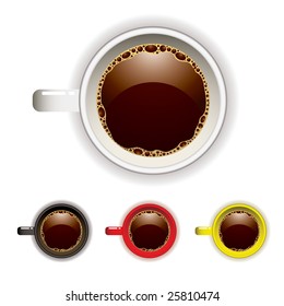 Top view of a coffee cup with four color variations