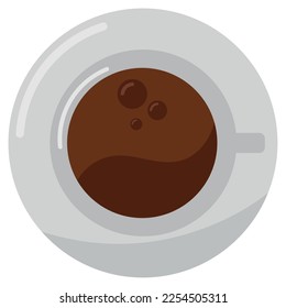 top view coffee cup icon white background