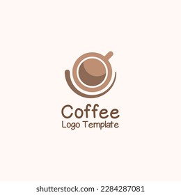 Logo de la copa de café de top view para cafés y cafeterías