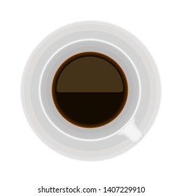 Top view of a coffee cup on white background - Vector
