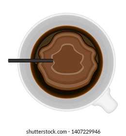 Top view of a coffee cup on white background - Vector