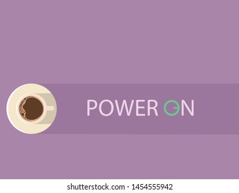 Top view of coffee cup on purple background.