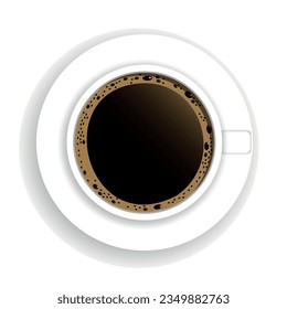 Top view of coffee cup with place for your text. Fresh espresso icon.  Vector illustration isolated on white background