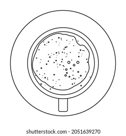 Top view of coffee vector outline icon. Vector illustration coffee cap on white background. Isolated outline illustration icon of top view of coffee .
