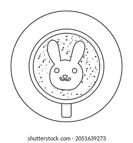 Top view of coffee vector outline icon. Vector illustration coffee cap on white background. Isolated outline illustration icon of top view of coffee .