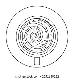 Top view of coffee vector outline icon. Vector illustration coffee cap on white background. Isolated outline illustration icon of top view of coffee .