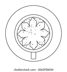 Top view of coffee vector outline icon. Vector illustration coffee cap on white background. Isolated outline illustration icon of top view of coffee .