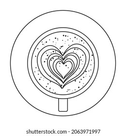 Top view of coffee vector outline icon. Vector illustration coffee cap on white background. Isolated outline illustration icon of top view of coffee .
