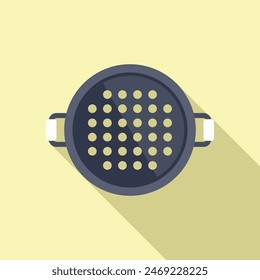 Top view colander icon flat vector. Drain tool. Drainer wash baker