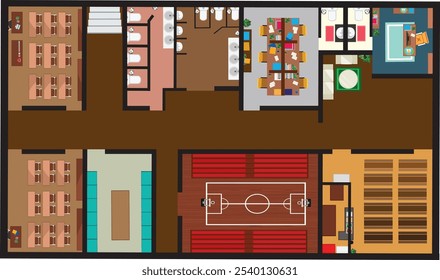 Top view college interior design university inside illustration vector