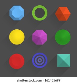 Top view of color geometric figures with shadows