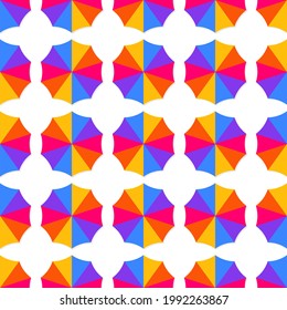 Top view of colorful beach umbrella . Summer seamless pattern. Vector illustration.