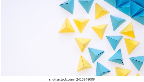 Top view colourful paper pyramids copy space vector design in eps 10