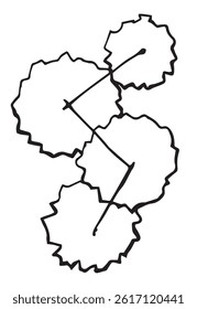 top view composition of trees, hand drawn. architectural ink drawing, vector.	