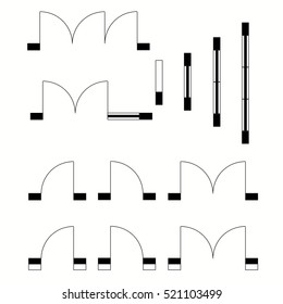 Top view, construction symbols used in architecture plans icons set, graphic design elements