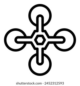 Top view copter icon outline vector. Aerial drone. Camera video