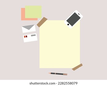 Top view with copy space of white working table with note book and other supplies.Work space concept.