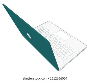 top view crazy professional artwork of a nice back side perspective angle. Modern laptop keyboard. agp visible.
