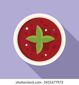 Top view cream soup icon flat vector. Aliment serving. Spoon vegetable hot