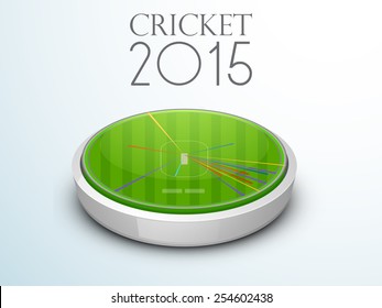 Top View Of A Cricket Stadium With Match Statistics, Cricket 2015 Concept.