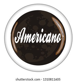 Top view of a cup of Americano Coffee over a white background