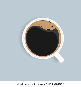 top view of cup of black coffee vector illustration