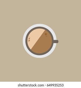 Top view a cup of coffee flat design illustration.
