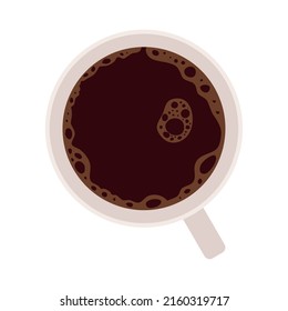 top view cup of coffee, isolated