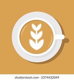 Top view of a cup of Coffee latte art vector element.