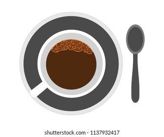 Top view of a cup of coffee ready to drink with a taste of happiness for coffee lovers.