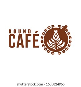 Top view of a cup of coffee surrounded with coffee grain can be used as coffee shop logo identity
