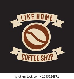 Top view of a cup of coffee surrounded with ribbon or banner with your coffee shop name can be used as coffee shop logo identity