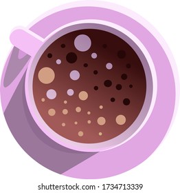 The top view of cup of coffee. Vector illustration.