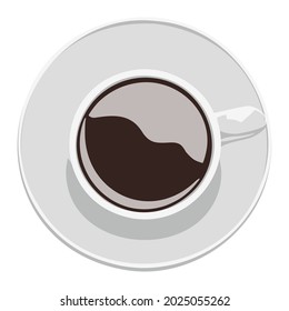 top view of a cup of coffee. Vector Illustration. Flat Style