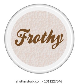 Top view of a cup of frothy milky Coffee over a white background