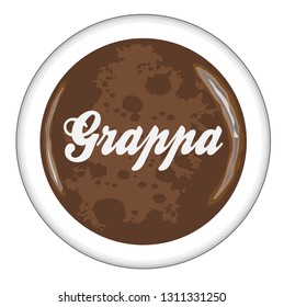 Top view of a cup of grappa Coffee over a white background