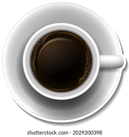 Top view of a cup of hot coffee illustration