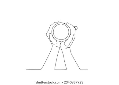 Top view of a cup of hot coffee. International coffee day one-line drawing
