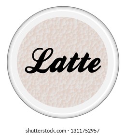 Top view of a cup of latte Coffee over a white background