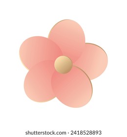 top view cute pink flower on white background