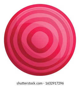 Top view cutted beet icon. Cartoon of top view cutted beet vector icon for web design isolated on white background