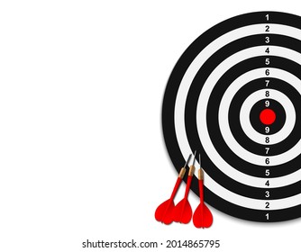 Top view of the dartboard. Bullseye in the target. Business success, investment goal, marketing challenge, financial strategy, purpose achievement, focus ideas, objective project concept. flat lay vector