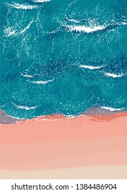 top view of a deserted beach and turquoise sea