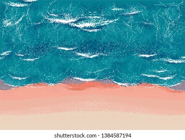 top view of a deserted beach and turquoise sea