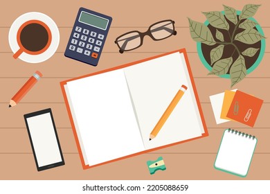Top View Of A Desk