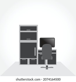 Top view of desk background. Set of Flat vector design illustration of modern business office and workspace.